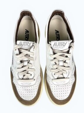 Autry Medalist Low Sneakers Leather Suede White Brown Size 38
